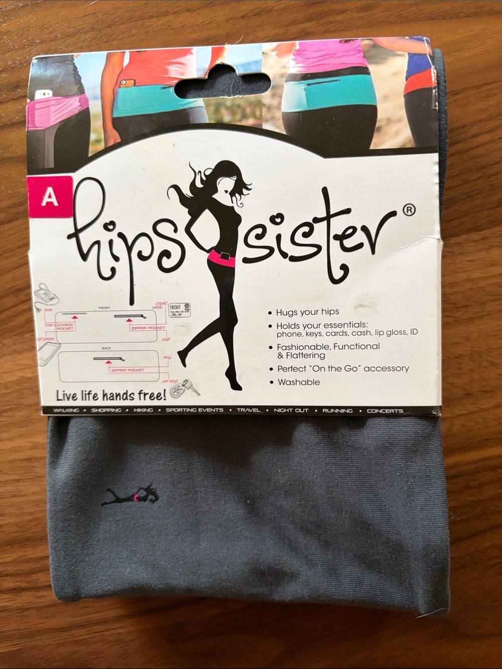 Womens Gray Hands-Free Hip Pack Undershirt Accessory